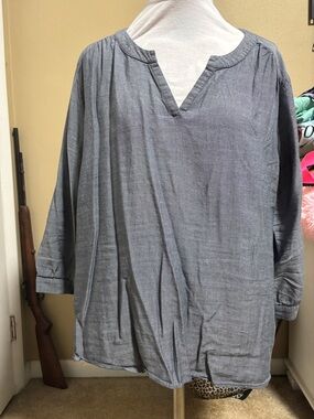 Van Heusen Slate Blue Tunic Blouse